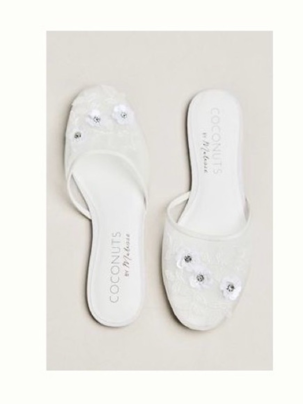Coconuts by Matisse Ivory Floral Beaded Mule Slides Size 6